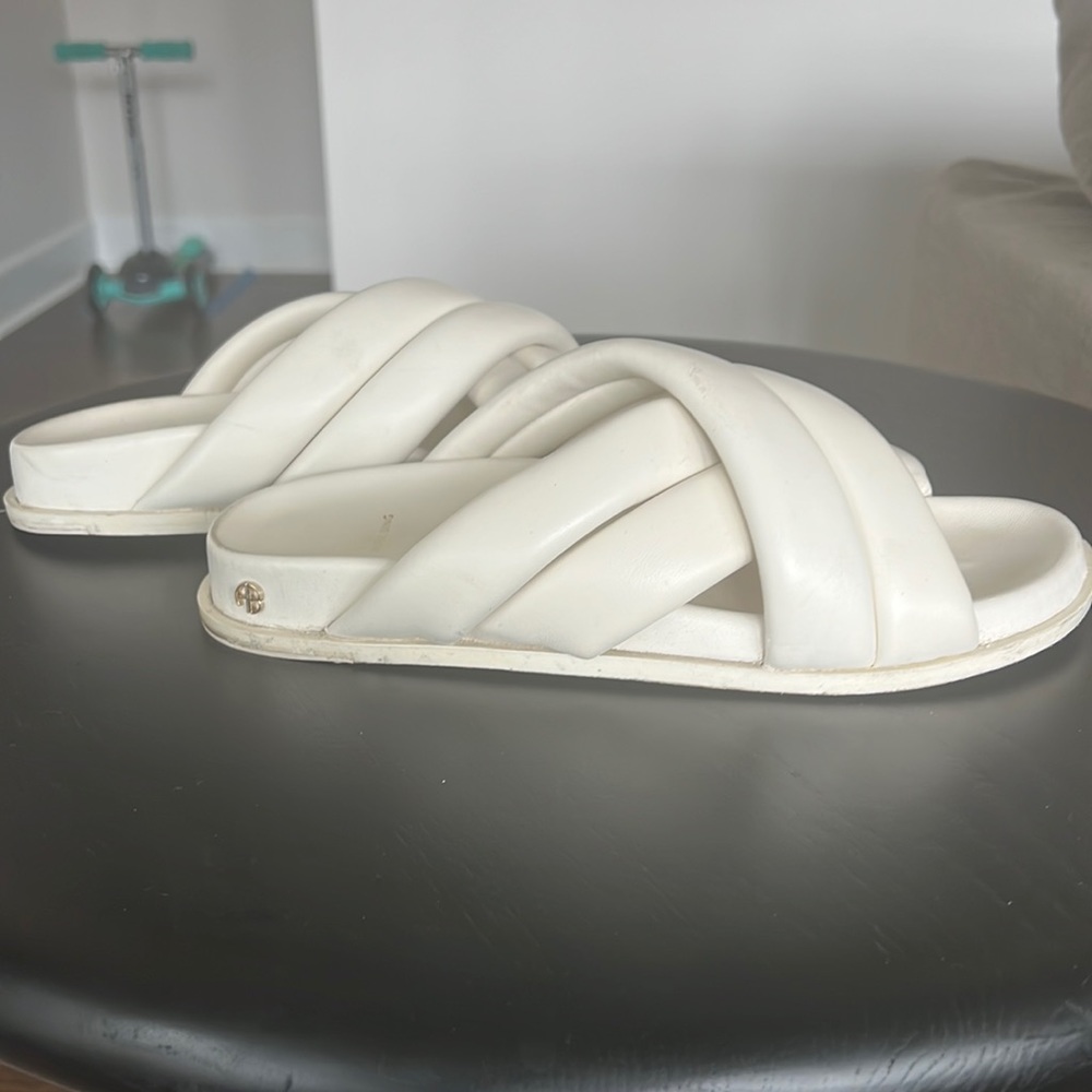 Anine Bing White Padded Slide Sandals